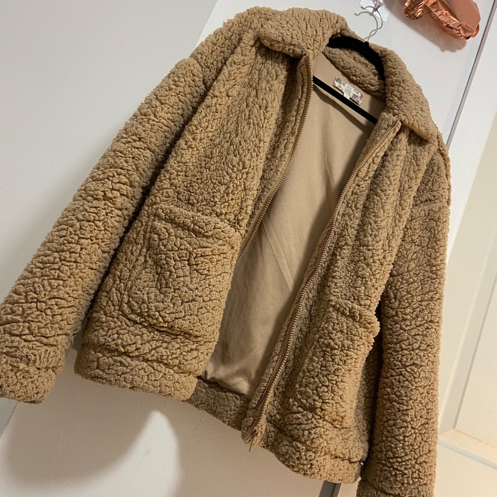 Fluffy Teddy Bear Zipper Jacket